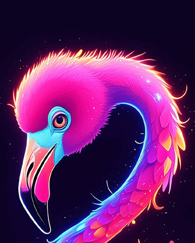 Flamant Lumineux Broderie Diamant