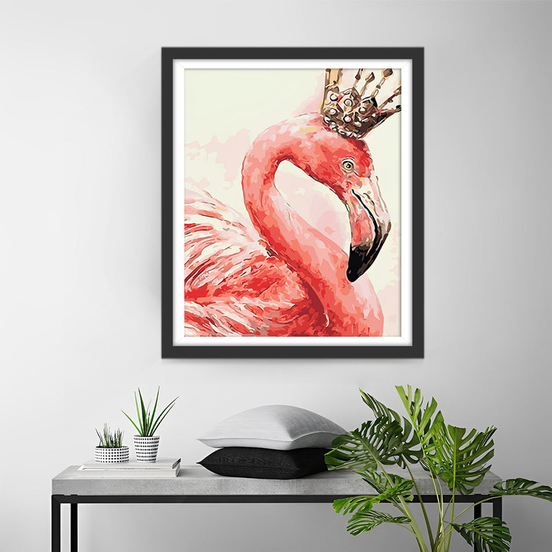 Flamant Rose Portant une Couronne Broderie Diamant