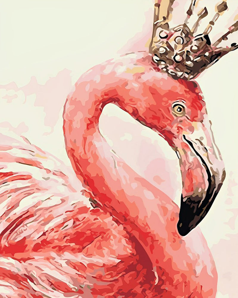 Flamant Rose Portant une Couronne Broderie Diamant