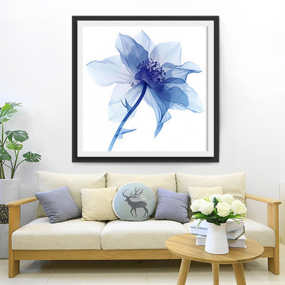 Fleur avec Étamines Bleues Broderie Diamant