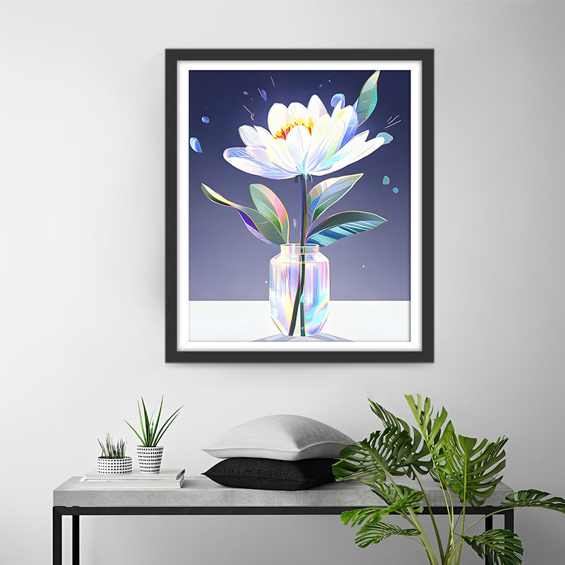 Fleur Bleue epanouie Broderie Diamant