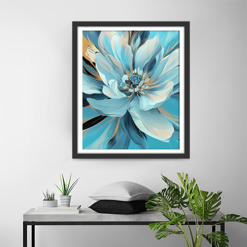 Fleur Bleue epanouie Broderie Diamant