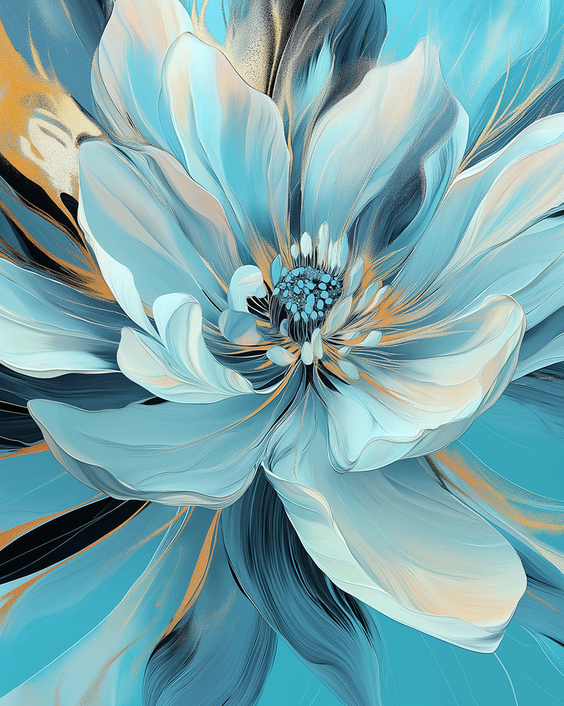 Fleur Bleue epanouie Broderie Diamant