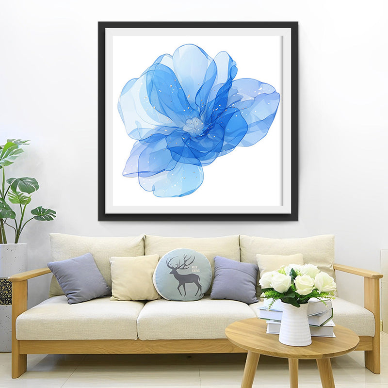 Fleur Bleue Transparente Broderie Diamant