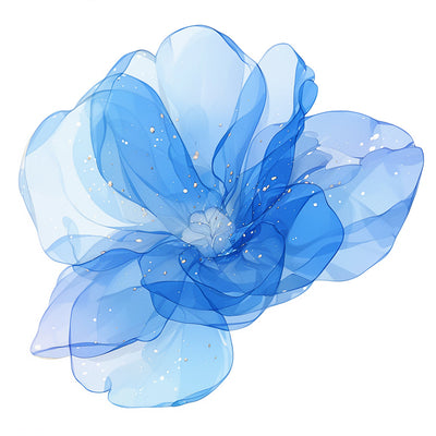 Fleur Bleue Transparente Broderie Diamant