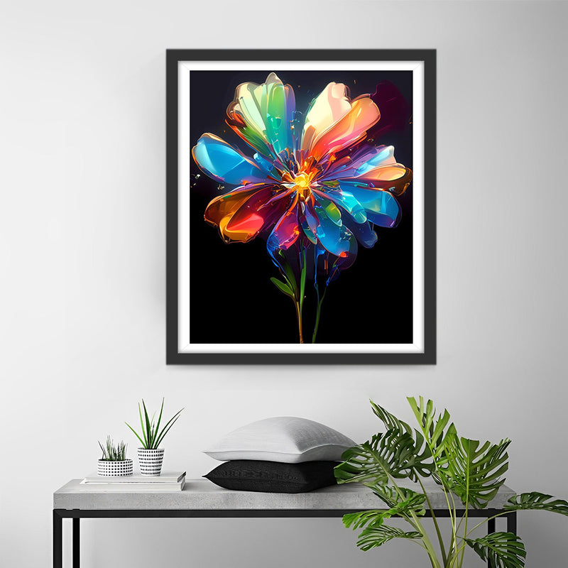 Fleur de Chrysanthème Colorée et Lumineuse Broderie Diamant