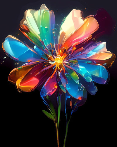 Fleur de Chrysanthème Colorée et Lumineuse Broderie Diamant