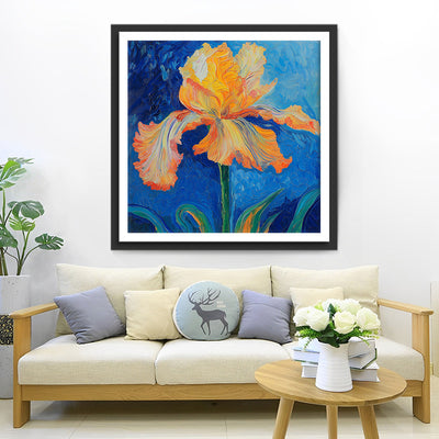 Fleur d’Iris Orange Broderie Diamant