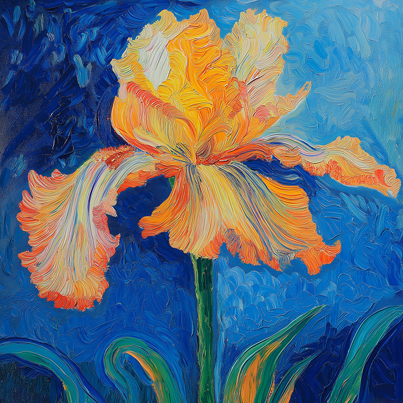Fleur d’Iris Orange Broderie Diamant