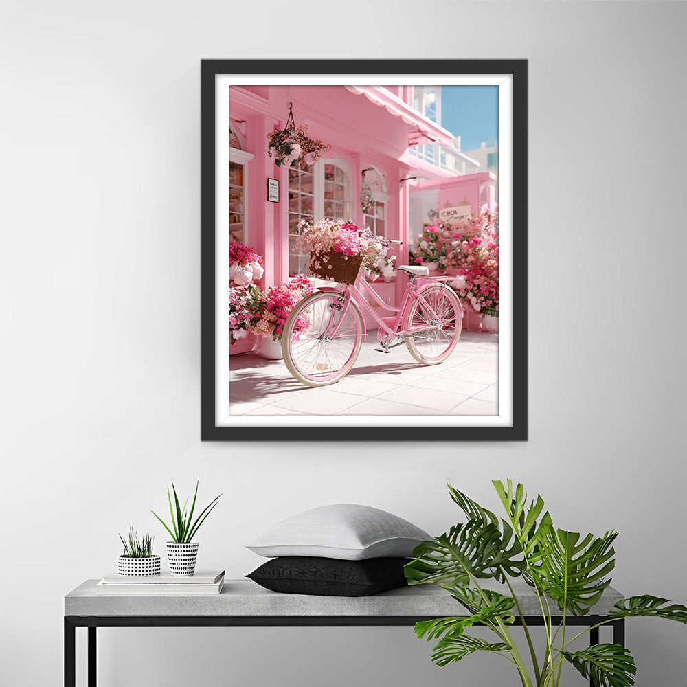 Fleuriste Rose et Vélo Broderie Diamant