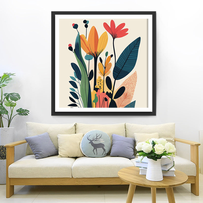 Fleurs Abstraites Simples Broderie Diamant