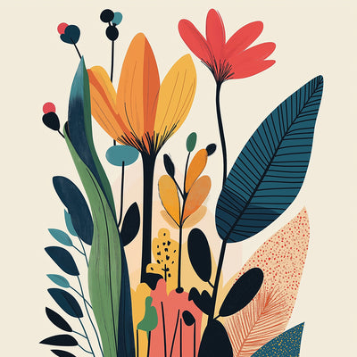 Fleurs Abstraites Simples Broderie Diamant