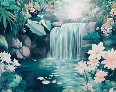 Fleurs au Bord de la Cascade Broderie Diamant