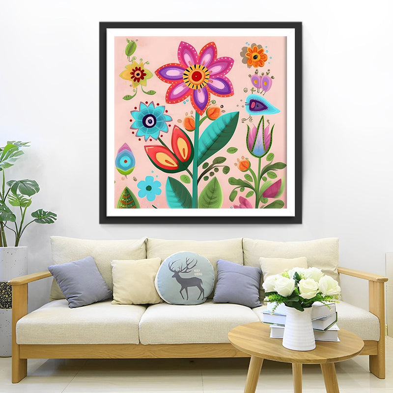 Fleurs Cartoon Broderie Diamant