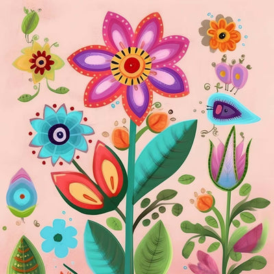 Fleurs Cartoon Broderie Diamant