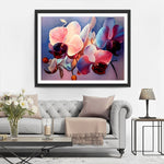 Fleurs d'Orchidee Violettes et Roses Broderie Diamant