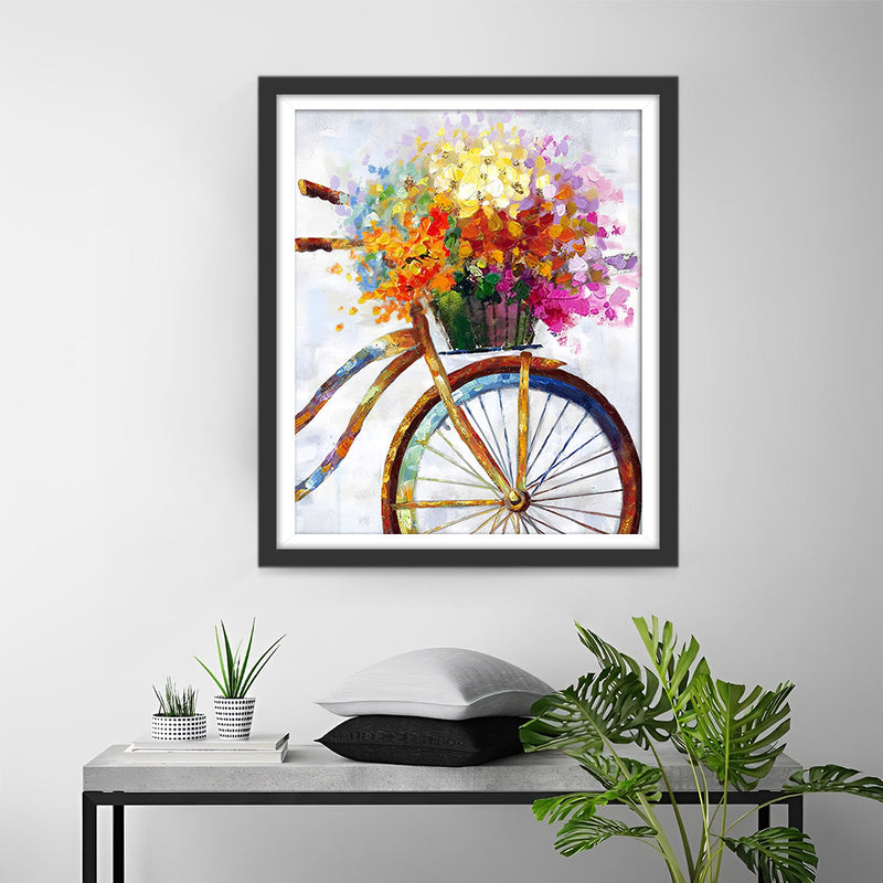 Fleurs dans le Panier de Vélo Broderie Diamant