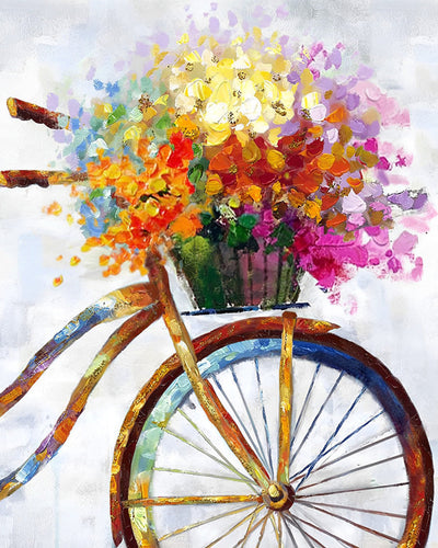 Fleurs dans le Panier de Vélo Broderie Diamant