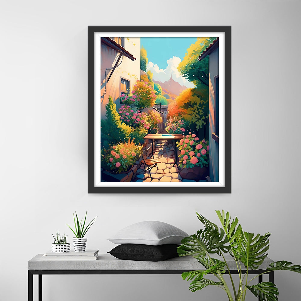 Fleurs dans le Parterre Exterieur Broderie Diamant