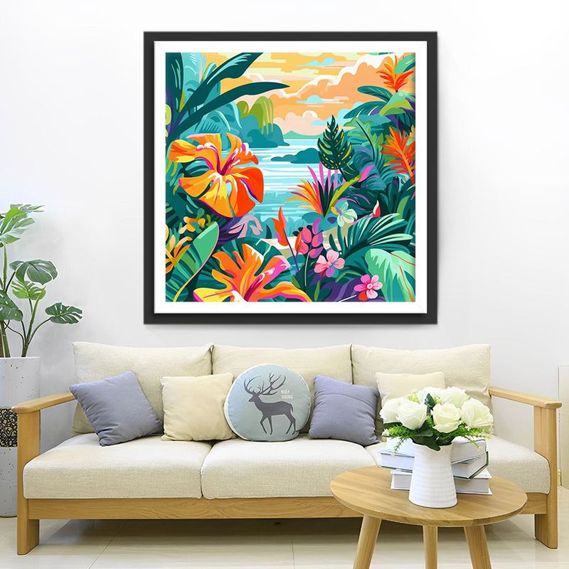 Fleurs dans les Tropiques Broderie Diamant