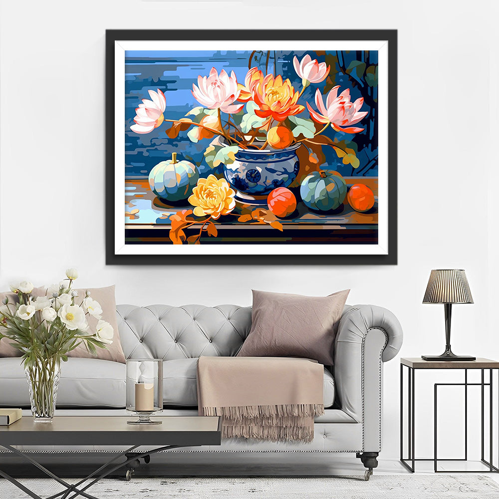 Fleurs de Lotus en Pot Broderie Diamant