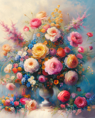 Fleurs de Pivoine Luxuriantes Broderie Diamant
