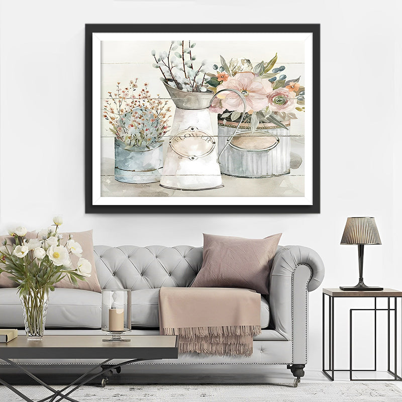 Fleurs en Pot Broderie Diamant
