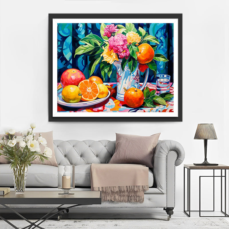 Fleurs et Oranges Broderie Diamant