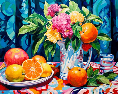 Fleurs et Oranges Broderie Diamant