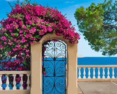 Fleurs Rouges sur la Porte Broderie Diamant