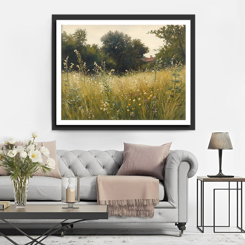 Fleurs Sauvages parmi les Herbes Folles Broderie Diamant