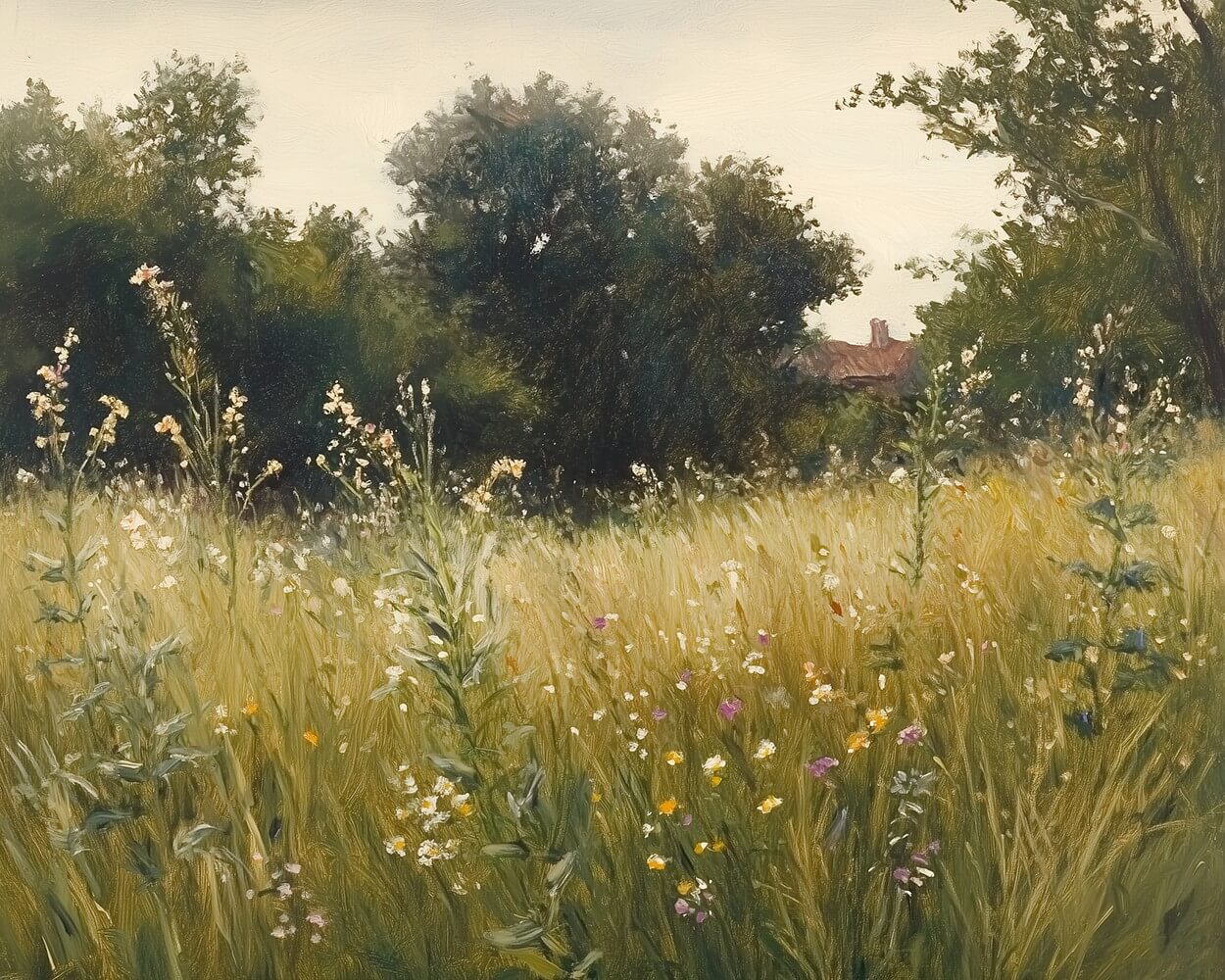 Fleurs Sauvages parmi les Herbes Folles Broderie Diamant