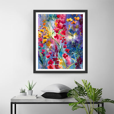 Fleurs Sauvages Rouges et Jaunes Broderie Diamant