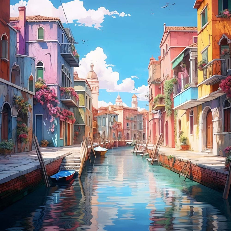 Fleuve de Venise par une Journee Ensoleillee Broderie Diamant