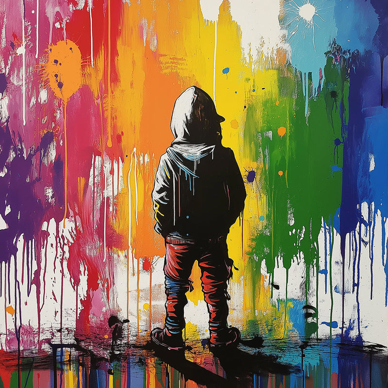 Fond de Graffiti Coloré du Petit Garcon Broderie Diamant