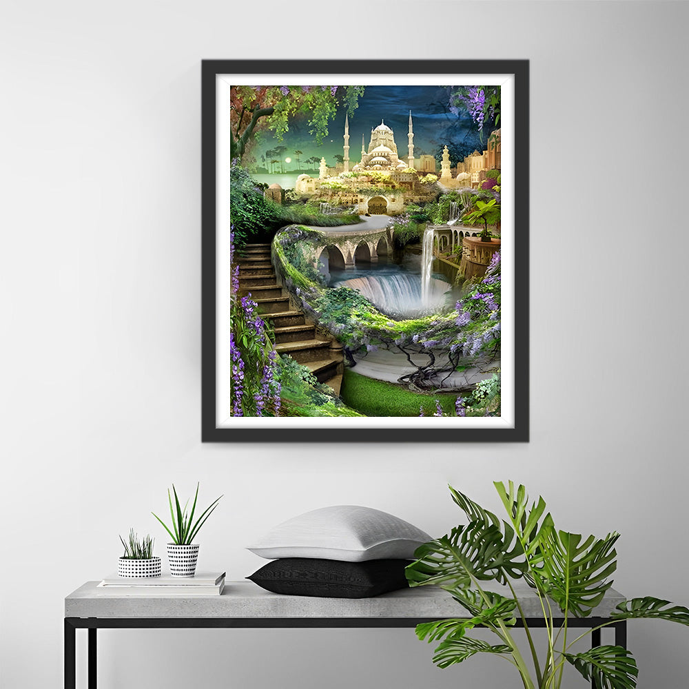 Fontaine dans le Jardin du Château Broderie Diamant