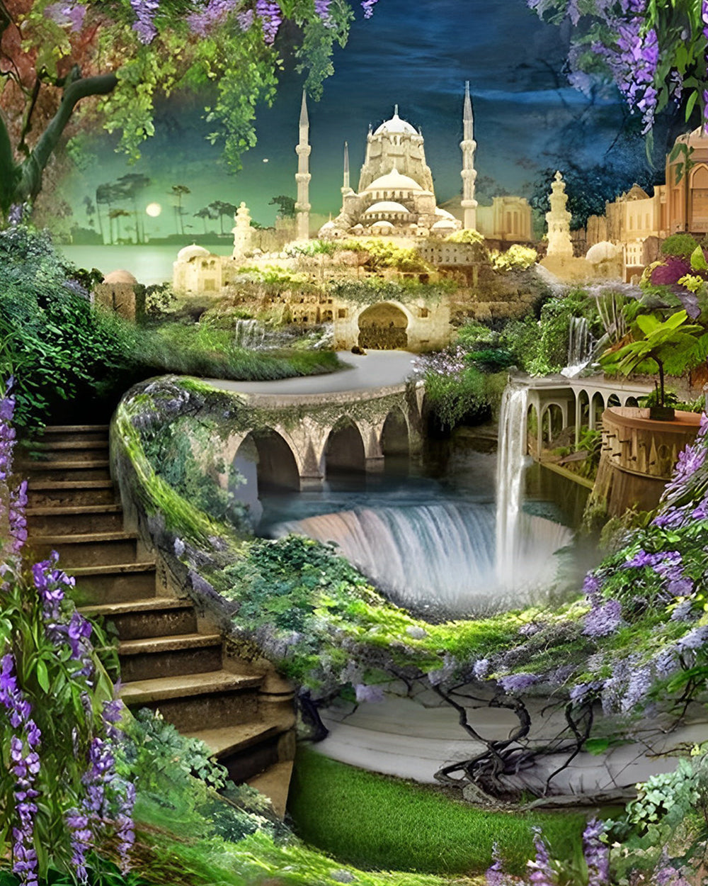 Fontaine dans le Jardin du Château Broderie Diamant