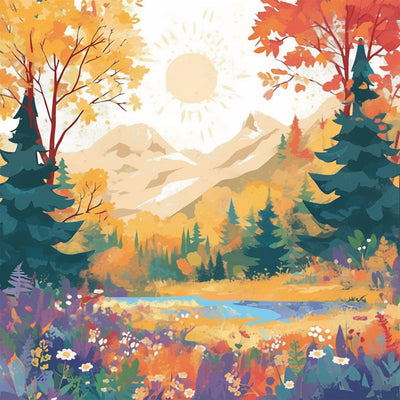 Forêt d'Automne dans les Montagnes Broderie Diamant