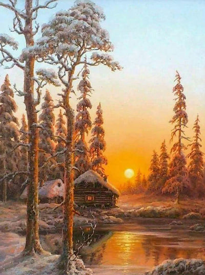 Forêt de Pins au Petit Matin Broderie Diamant