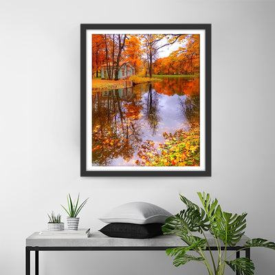 Forêt d'Érables d'Automne et Reflet Broderie Diamant