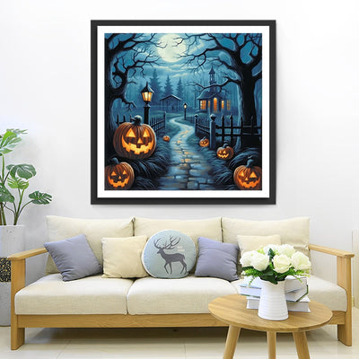 Forêt Effrayante de Jack-O-Lantern Halloween Broderie Diamant