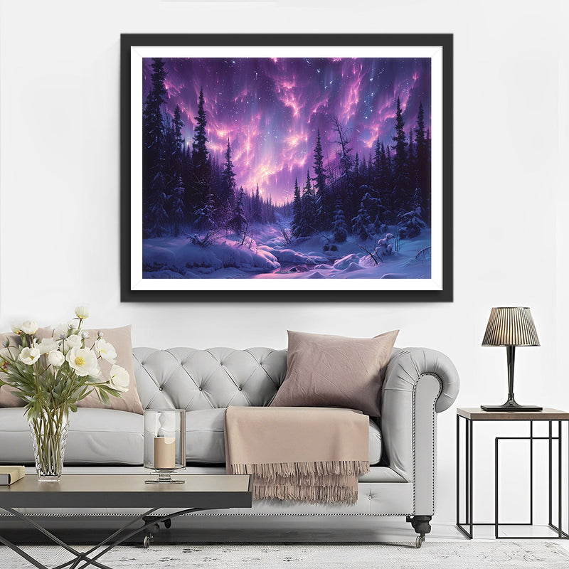 Forêt et Aurore Pourpre Broderie Diamant