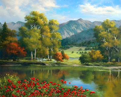 Forêt, Montagne et Lac Broderie Diamant