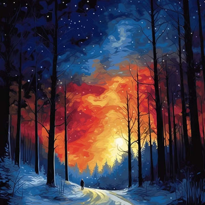 Forêt sous la Nuit Étoilée Broderie Diamant