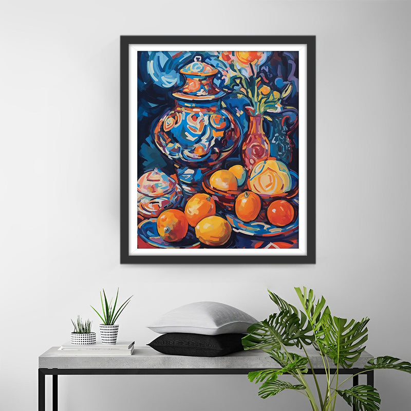 Fruits et Pot en Style Peinture à l’Huile Broderie Diamant