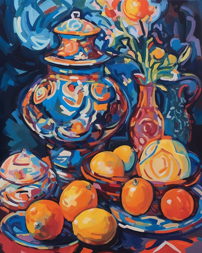 Fruits et Pot en Style Peinture à l’Huile Broderie Diamant