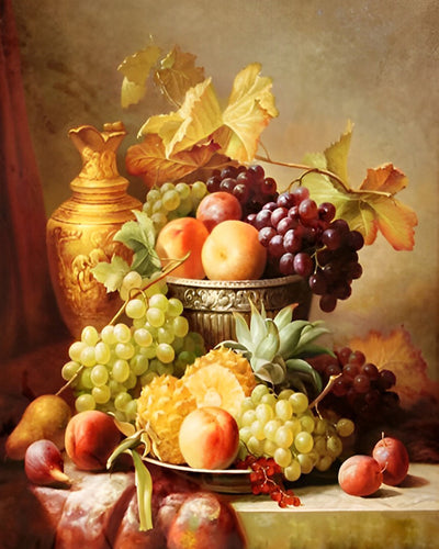 Fruits et Recipient en Metal Broderie Diamant