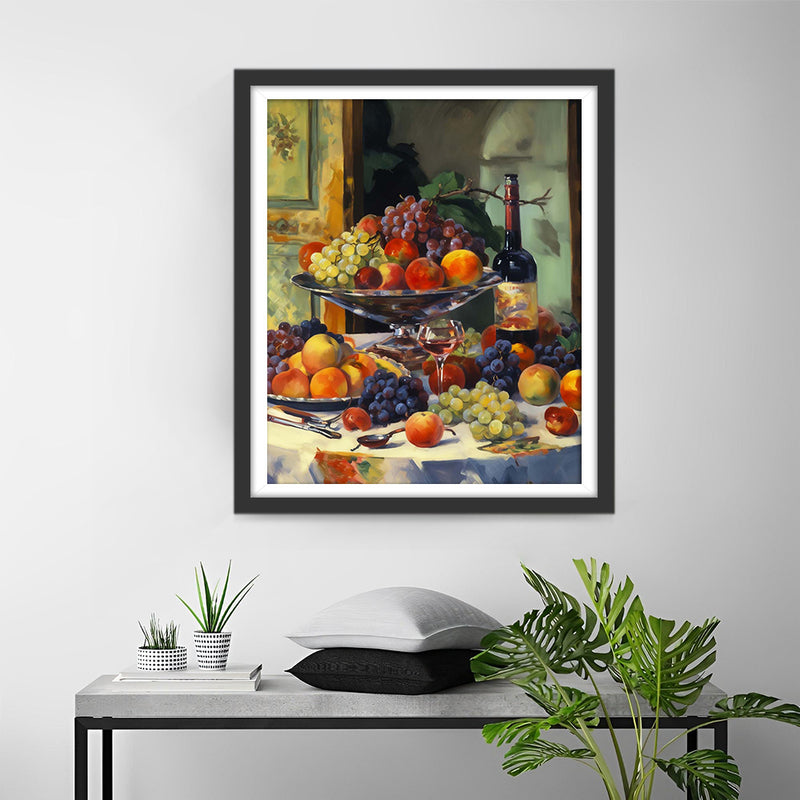 Fruits et Vin sur la Table Broderie Diamant