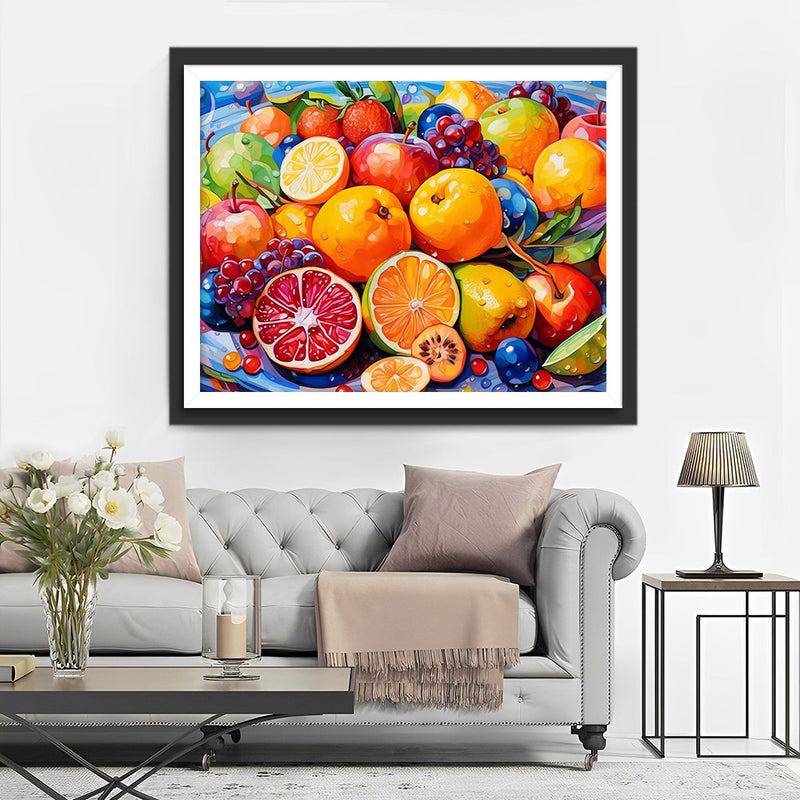Fruits Frais avec Gouttes d’Eau Broderie Diamant