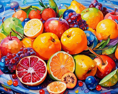 Fruits Frais avec Gouttes d’Eau Broderie Diamant